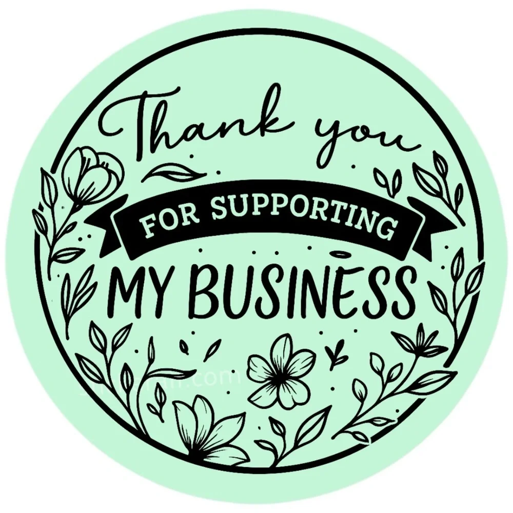 Thank You for Supporting My Business Sticker 2” | Floral Label for Packaging